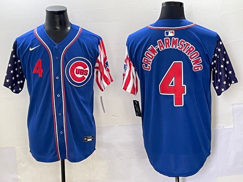 Men 2025 Chicago Cubs #4 Crow-Armstrong Blue a generation of national flags Joint Name Nike MLB Jersey style 2